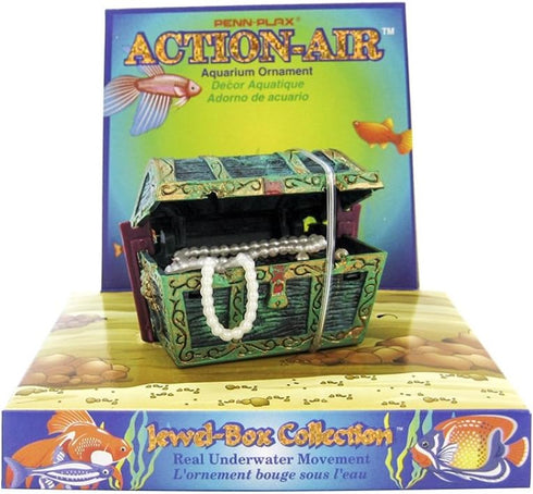 Penn-Plax Aerating Action Ornament | Great for smaller tanks | Treasure Chest that Opens and Closes in Mini Size | Add the benefits of bubbles wit...