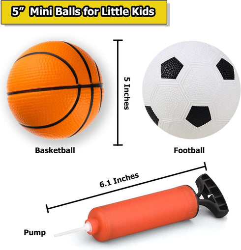 Toddler & Little Kids Basketball, 5" Mini Basketball w/Pump, Small Inflatable Balls for Boys and Toddler, Indoor Outdoor Basketball Set, Safe PVC ...