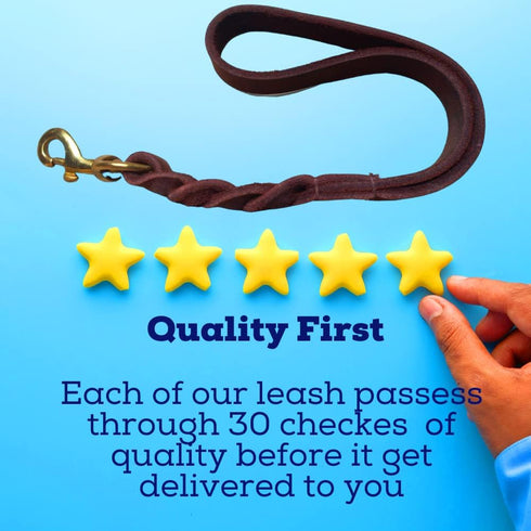 Leather Short Dog Leash 15 Inch - Short Dog Traffic Lead for Large Dogs Training and Walking - Braided Leather Dog Tab for Large Dogs - Full Grain...