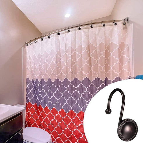Rustproof Antique Decorative Shower Curtain Hooks, 12pcs Oil Rubbed Bronze Shower Curtain Ring Holders for Bathroom Shower Rods Curtains Home...