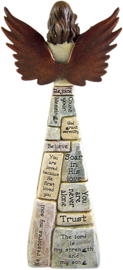 Praying Angel Faith-Filled Robes Whitewashed 4 x 10.5 Resin Tabletop Figurine...