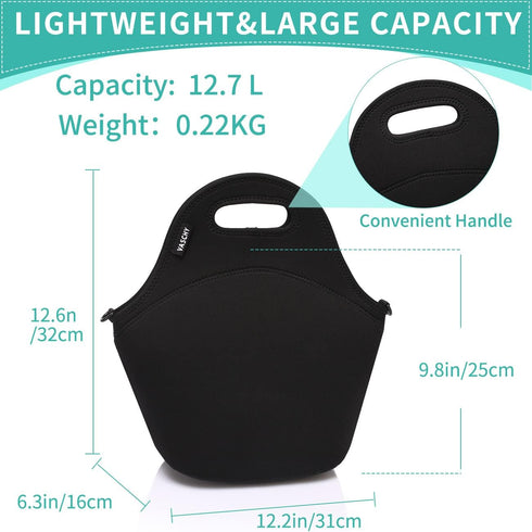 VASCHY Neoprene Insulated Lunch Bag Tote for Men or Women 12.9x13.4x6.3 inch with Detachable Adjustable Shoulder Strap...