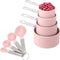 8 Pieces Measuring Cups and Spoons Set / Nesting Measuring Cups with Stainless Steel Handle / for Dry and Liquid Ingredient (Light pink)...