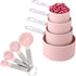 8 Pieces Measuring Cups and Spoons Set / Nesting Measuring Cups with Stainless Steel Handle / for Dry and Liquid Ingredient (Light pink)...
