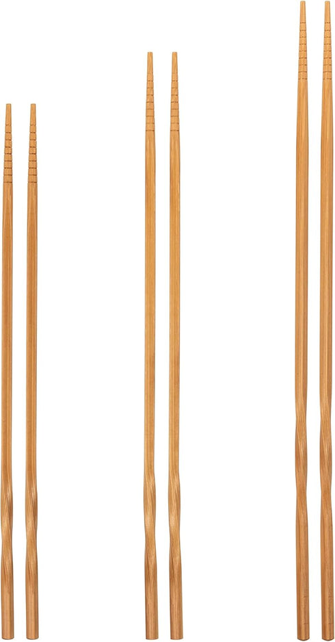 YOSUKATA Reusable Natural Wooden Long Cooking Chopsticks Set of 3 pairs: 11.8 inch, 13-inch, 14.2 inch Brown Long Wok Wooden Chopsticks Reusable...