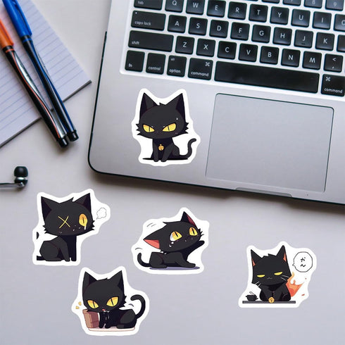 Black Cat Stickers Funny Cat Stickers-100PCS Cute Animal Sticker for Journaling Laptop Scrapbook Water Bottles Guitar Suitcase Phone Snowboard Wat...