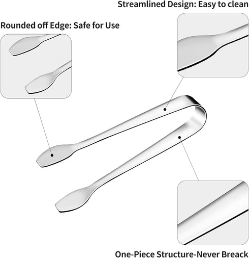 Mini Serving Tongs Mini Tongs for Appetizers 4.5 Inch Small Tongs for Serving Food,Food-Grade 304 Stainless Steel,Small Serving Utensils for Parti...