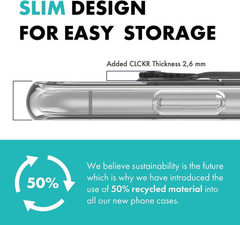 CLCKR Case Designed for iPhone 14 Pro with Phone Grip | Ultra-Thin Phone Case with Phone Stand | 6.1 Inch Clear Black | Shockproof Phone Holder wi...