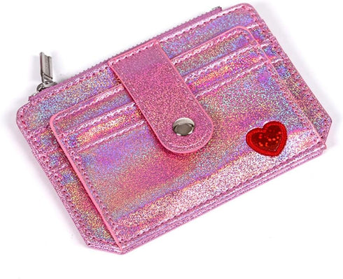 Fida&Moon Glitter Girl Small Wallet RFID Blocking Coin Purse Clip Card Holder (Glitter Pink)...