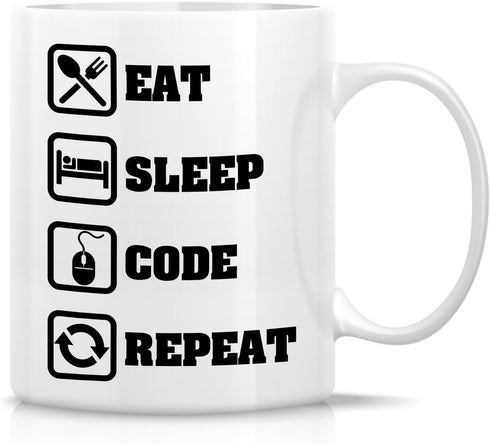 Retreez Funny Mug - Eat Sleep Code Repeat Programmer Software Engineer 11 Oz Ceramic Coffee Mugs - Funny, Sarcasm, Sarcastic, Inspirational birthd...