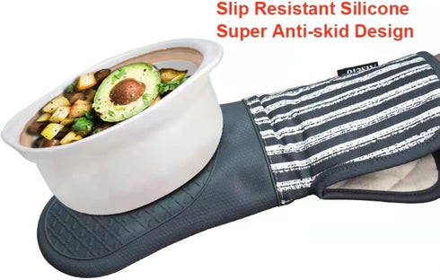 Silicone Oven Mitts Heat Resistant 932? with Waterproof & Non-Slip Kitchen Mittens, Set of 2 Extra Long Oven Gloves with Soft Cotton Terry Lining ...