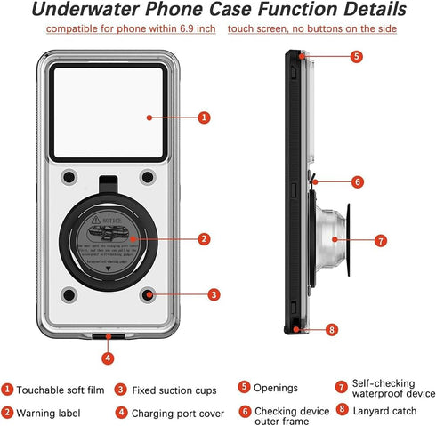 Series 8 Pro Max Waterproof Phone Case,Universal Self-Check Function Underwater Pouch Dry Bag Beach Travel Essentials Snorkeling Case for iPhone 1...