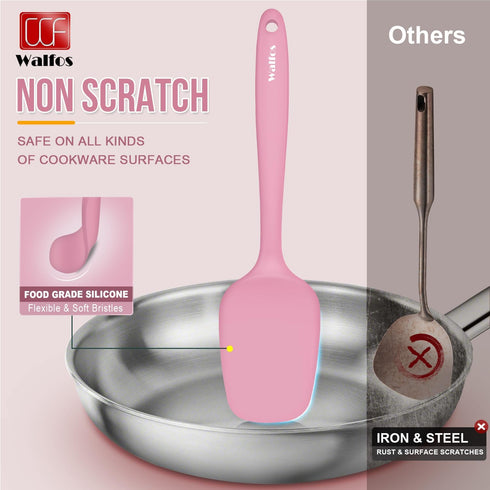 Walfos Silicone Spatula Set of 5 - (600°F) High Heat Resistant Kitchen Scraper Spatulas, One-Pieces Seamless Design, Perfect for Cooking Mixing & ...