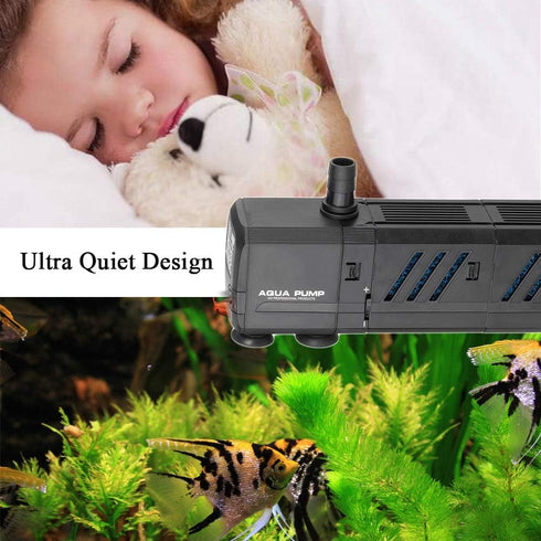 MQ 130GPH Submersible Water Pump (500L/H, 6W) with Filters and Water Nozzles, Ultra Quiet for Aquarium, Fish Tank, Pond, Fountain, Hydroponics...
