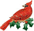 Large Gold Tone Northern Cardinal Brooch With Red Color Crystal Rhinestone Bird Brooches Pins Christmas Bird Brooch...