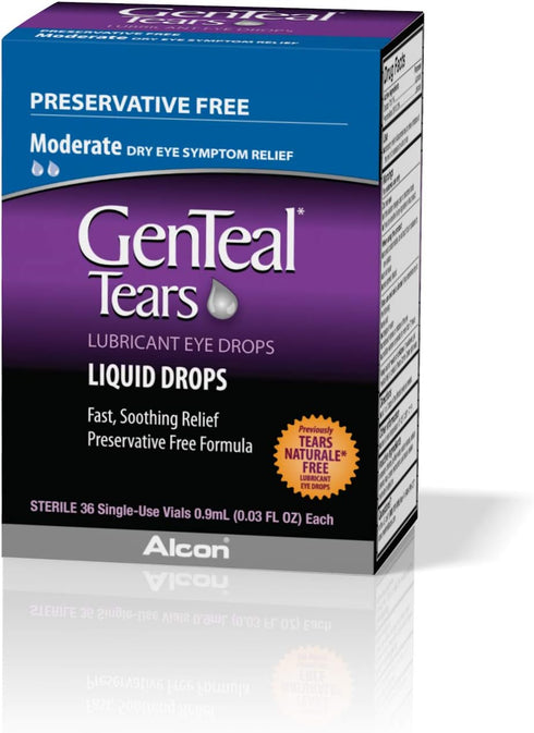 GenTeal Tears Lubricant Eye Drops, Moderate Liquid Drops, SingleUse Vials,1 pack of 36 ct , 0.03 Fl Oz...