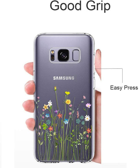 Unov Case Compatible with Galaxy S8 Clear with Design Soft TPU Shock Absorption Slim Embossed Floral Pattern Protective Back Cover (Flower Bouquet...