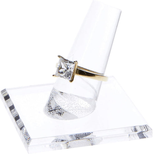 Plymor Clear Acrylic Ring Finger Display, Single on Square Base, 2" W x 2" D x 1.75" H...
