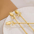 6-Inch Tulip/Rose Handle Gold Small Coffee Spoons Set, 6 Pieces, Stainless Steel...