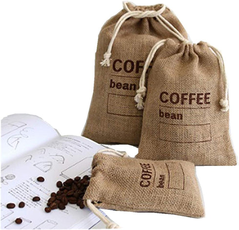 Cereals Jute Woven Bundles Coffee Bean Bags Kitchen Sundries Peas Bags Sacks Date Record Natural Burlap Bags Drawstring Reusable (3, 11.8" X 7.87"...