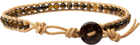Infinityee Ankle Bracelet Woven Light Brown Leather Vintage Handmade Hippie Bohemian Gypsy Boho Unisex Anklet for Men, Women, Teen Girls (Tiger Ey...