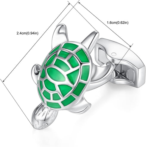 HONEY BEAR Sea Tortoise Turtle Cufflinks for Mens Stainless Steel Wedding Gift...