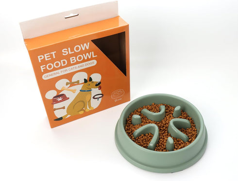 Slow Feeder Dog Bowls 2.5 Cups Dog Food Bowls, Pet Bowl Slow Eating Healthy Design Help Dog Slow Down Eating (D-Green)...