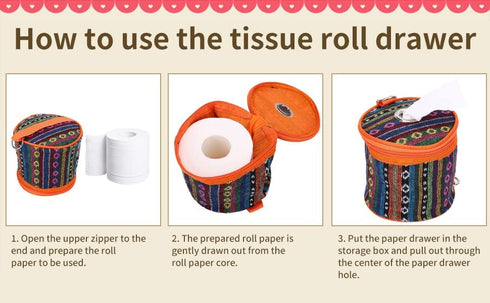 Tissue Holder Toilet Paper Storage Holder Outdoor Hiking Roll Paper Hanging Cover Wipes Box Case Holder Storage Bag with Hook for Camping Tent Hom...