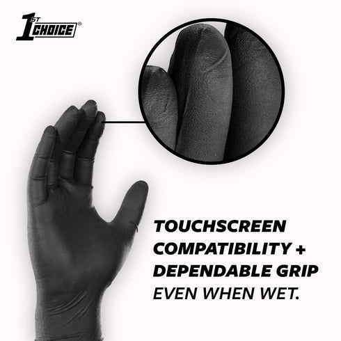 1st Choice Black Nitrile Gloves Medium Box of 100 Gloves Disposable Latex Free - Exam Grade Black Gloves for Cooking - 3mil...