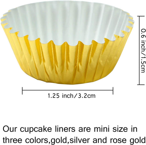 Elcoho 600 Pieces 1.25 Inch Mini Foil Metallic Cupcake Liners Muffin Paper Cases Baking Cups, Gold, Silver and Rose Gold...