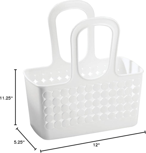 iDesign Portable Plastic Shower Tote Caddy with Handle for College Dorm or Bathroom - White - Made in USA...
