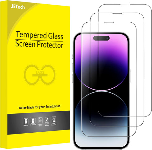 JETech Full Coverage Screen Protector for iPhone 14 Pro 6.1-Inch, 9H Tempered Glass Film Case-Friendly, HD Clear, 3-Pack......