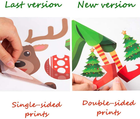 90shine 314PCS Christmas Decorations Window Clings - Xmas Holiday Snowflake Santa Elf Reindeer Gnome Peeking Decals, Winter Wonderland Party Suppl...
