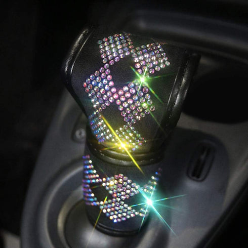 Plush Auto Gear Shift Knob Cover with Crystal Glitter Bling Rhinestones for Girls,Lady Universal Fit (Bling) (Bling Colorful)...
