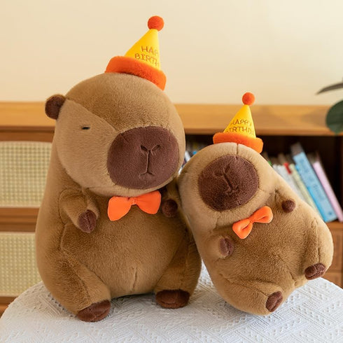 Cute Birthday Capybara Plush,12inch Kawaii Capybara Stuffed Animal Soft Stuffed Capybara Toy Birthday Gifts Party Decoration for Kids (Birthday Ca...