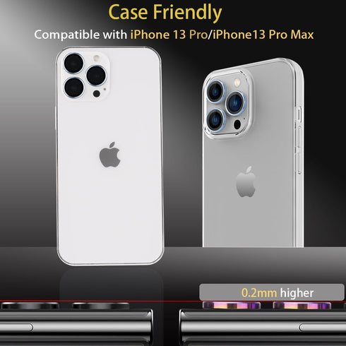Camera Lens Protector for iPhone 13 Pro & iPhone 13 Pro Max, Tempered Glass Lens Protector Aluminum Alloy Ring Camera Cover Fits for iPhone 13 Pro...