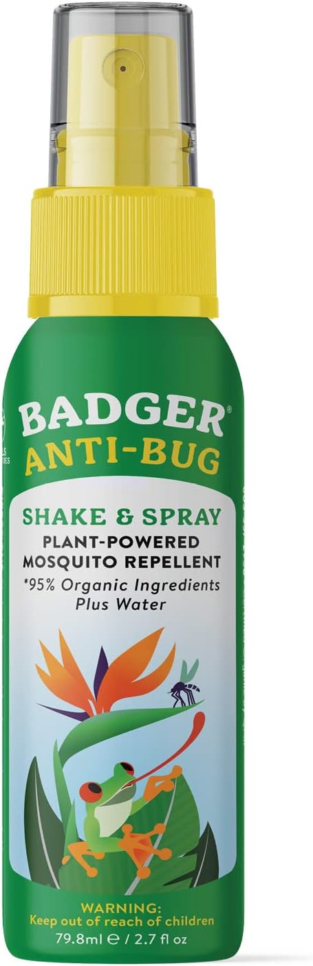 Badger Bug Spray, Travel Size Bug Spray, Organic Deet Free Mosquito Repellent Spray for Body with Citronella and Lemongrass, 2.7 fl oz...