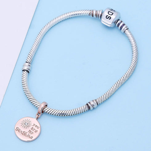 Rose Gold You are My Sunshine Charms 925 Sterling Silver Sun Charms Fits Pandora DIY Bracelet...