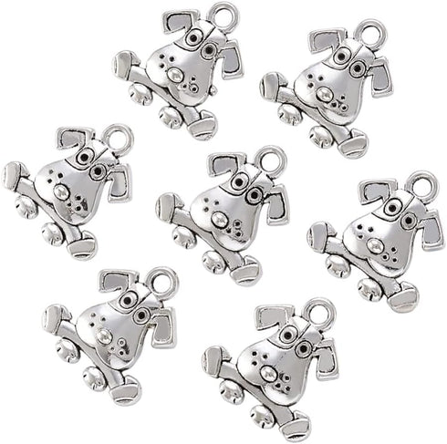 MegaPet 20pcs Antique Silver Dog Pendants Charms Doggy Animal Pet Collar Charms DIY Accessories for Bracelets Necklace Earring Jewelry Gifts for A...