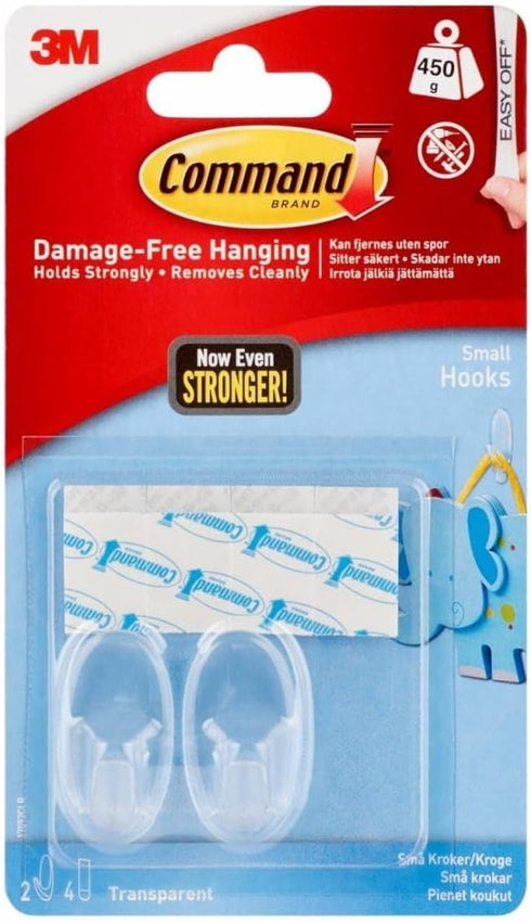 Command Small Hooks, Clear, 2-Hook, 6-Pack...