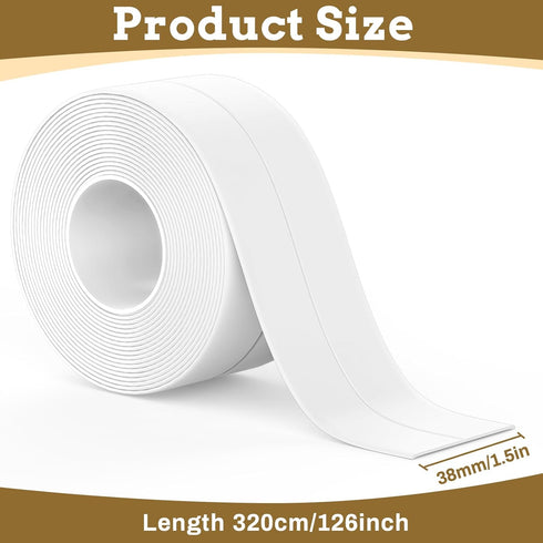 White Caulk Tape Waterproof Self Adhesive, Toilet Caulk Sealant Tape,Bathtub Caulk Sealing Strip Tape for Kitchen,Bathroom Caulking Tape,Floor Wal...