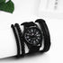 Avaner Men's Bracelet Watch Set, 4 Pcs Wrist Watch Bracelet Set, Military Nylon Strap Quartz Watch Black Leather Bracelets Set for Men...