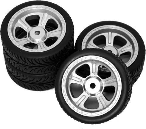 ShareGoo OD 2.55" RC 12mm Hex Plastics Wheel Rims & Rubber Tires Tyre for RC 1/10 On-Road Touring Racing Drift Car...