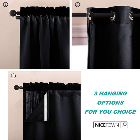NICETOWN Door Curtains for Doorway, Black Out Curtain Liners for Drapes, Noise Reducing Light Blocking Blackout Liners for 84 inch Curtains (Set o...