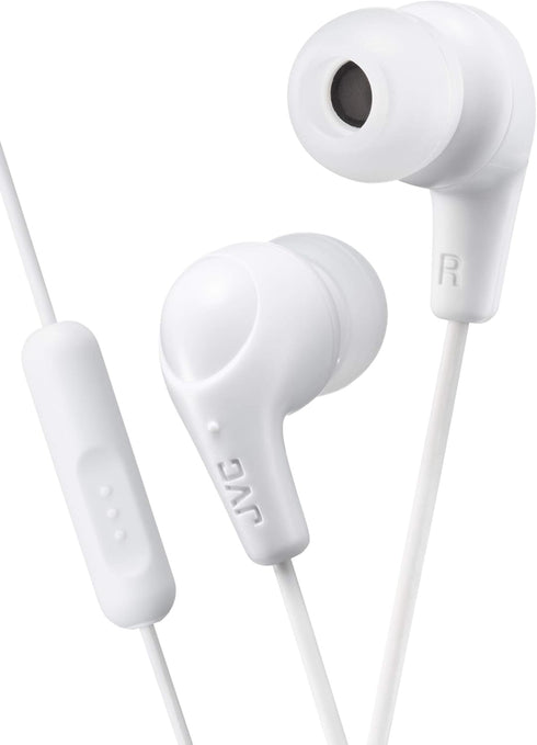 JVC Gumy Plus Earbuds with Mic and Remote for Connected Devices - Silicone Ear Pieces - White...