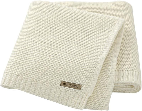 Baby Blanket Boy Girl Cotton Knitted Soft Swaddling Receiving Baby Blankets for Newborn Toddler Crib Stroller White 30 x 40 Inch...