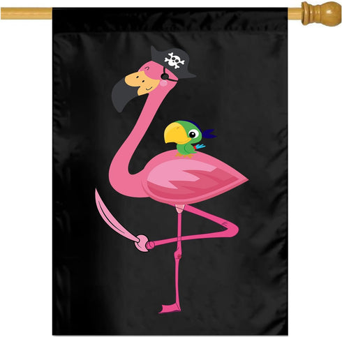 Pirate Flamingo Garden Flag 28 X 40 In Outdoor Outside Mini Yard Flag House Flags Farmhouse Sign For Home Garden Decoration...