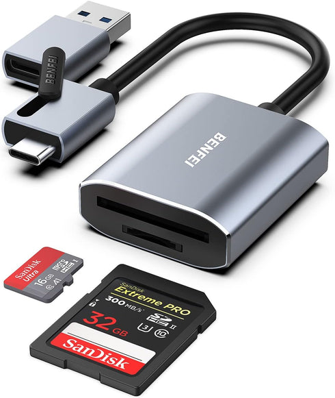 BENFEI Memory Card Reader, USB Type-C/Type-A to SD TF Card Reader Compatible with iPhone 15 Pro/Max, MacBook Pro/Air 2023, iPad Pro, iMac, S23, XP...