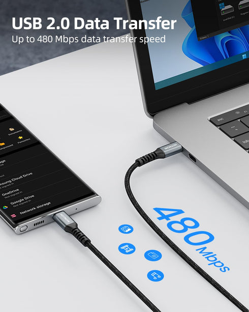 USB C to USB C Cable 1.5FT 3 Pack, Short USB-C 65W Fast Charging USB2.0 Cords for Samsung Galaxy S21/S21+/S20+ Ultra, Note 20/10 Ultra, Air 2020, ...