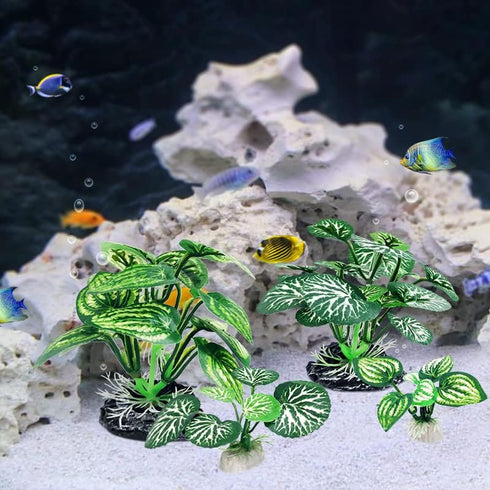 4PCS Aquarium Plants Betta Fish Tank Decorations Small Size Soft Faux Silk Aquarium for Hiding Fish Reptil...